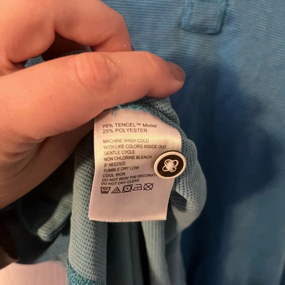 Tommy Bahama men’s polo shirt collared blue teal textured size XL beach travel